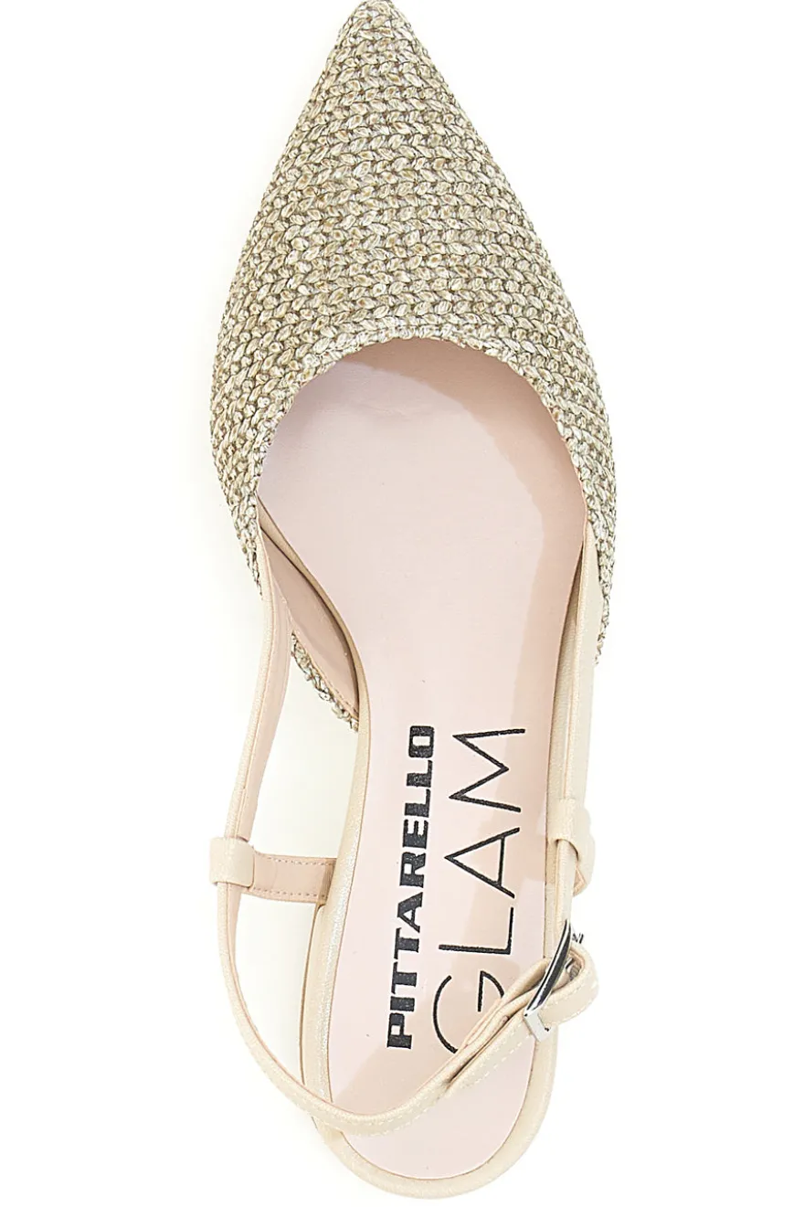 Décolleté da donna beige con strass e cinturino slingback Pittarello Glam 3124