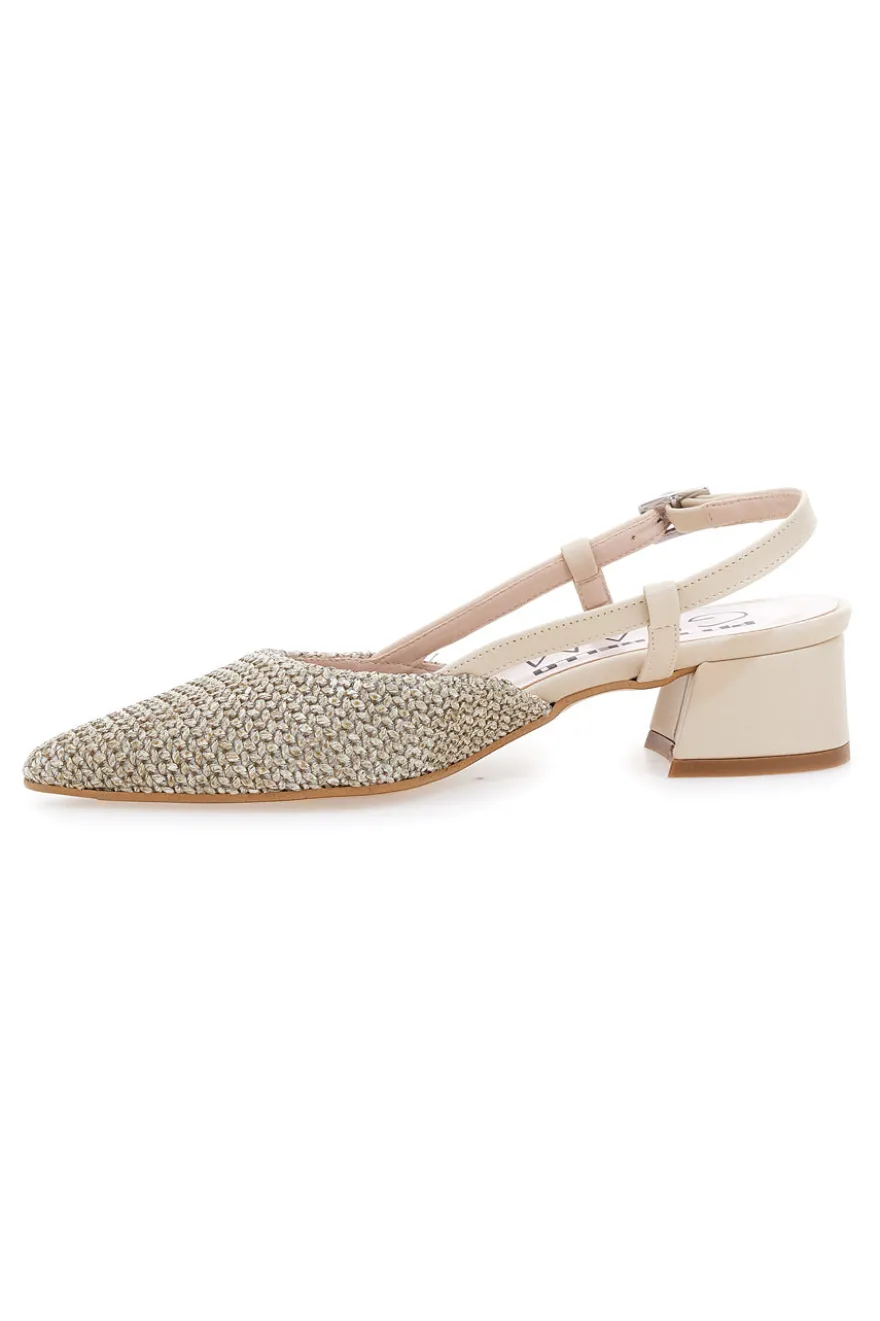 Décolleté da donna beige con strass e cinturino slingback Pittarello Glam 3124