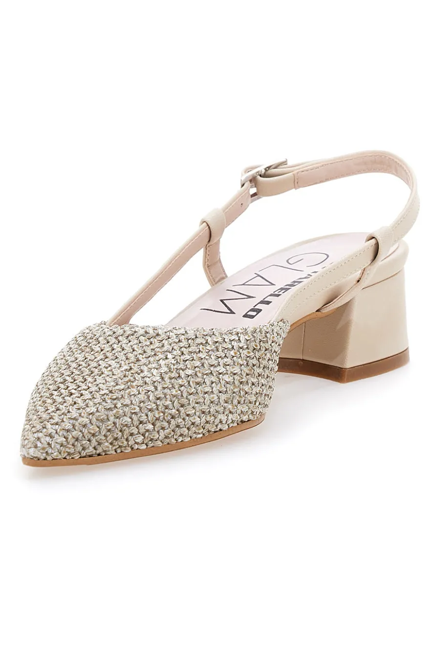 Décolleté da donna beige con strass e cinturino slingback Pittarello Glam 3124