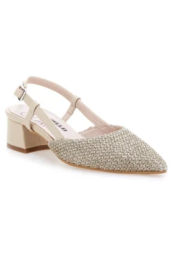 Décolleté da donna beige con strass e cinturino slingback Pittarello Glam 3124