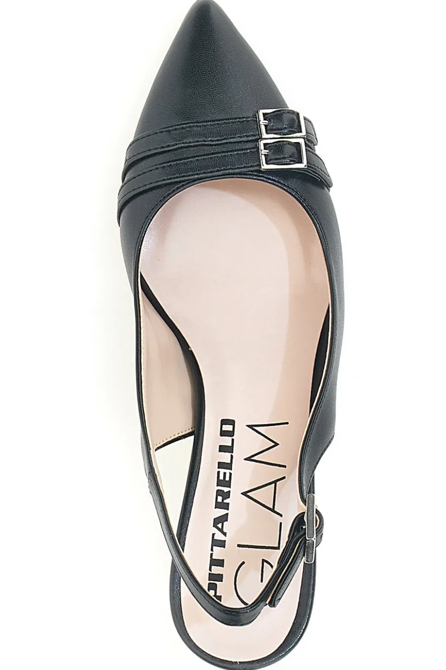 Décolleté da donna nero con fibbie slingback Pittarello Glam 34388