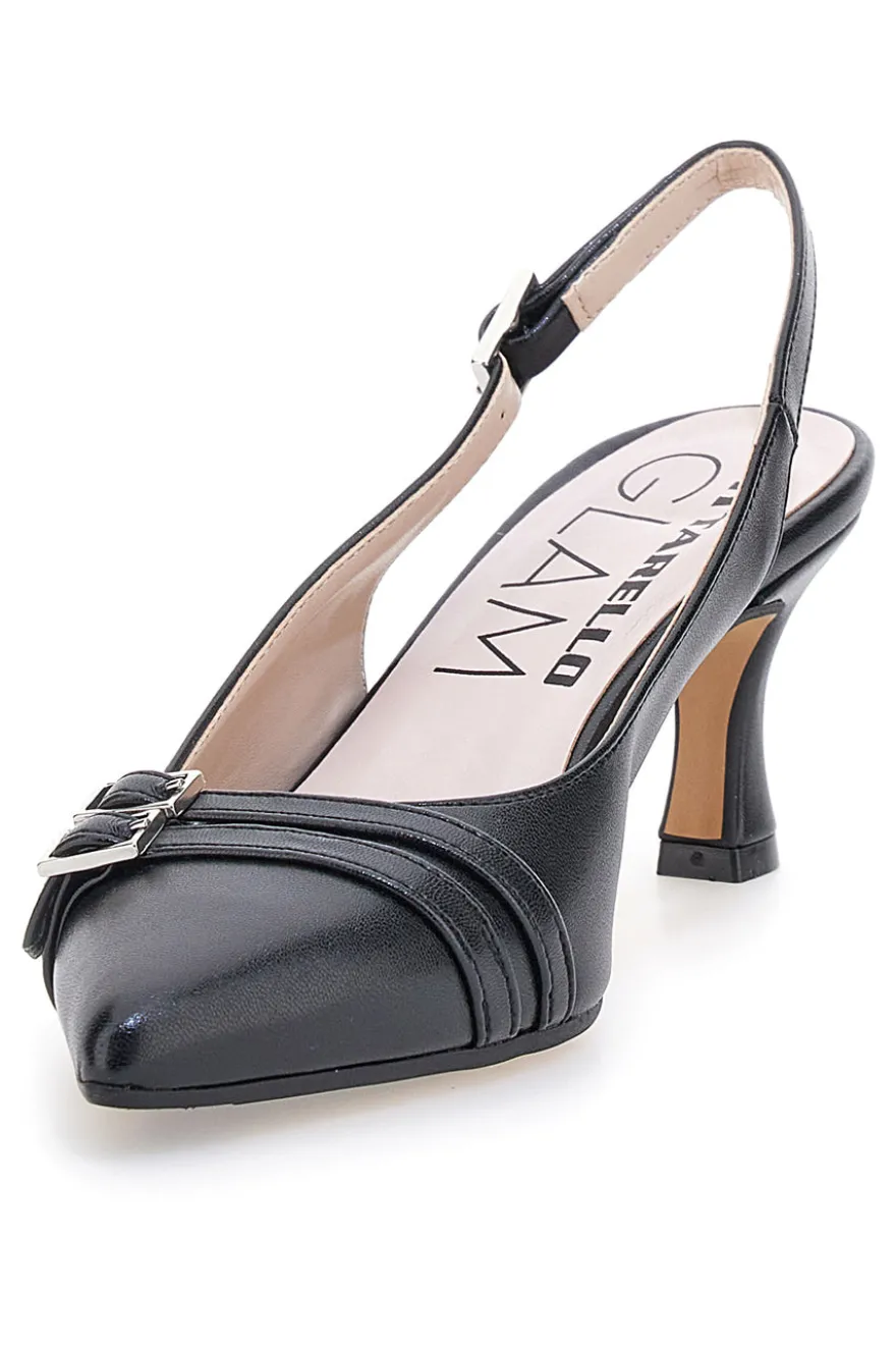 Décolleté da donna nero con fibbie slingback Pittarello Glam 34388