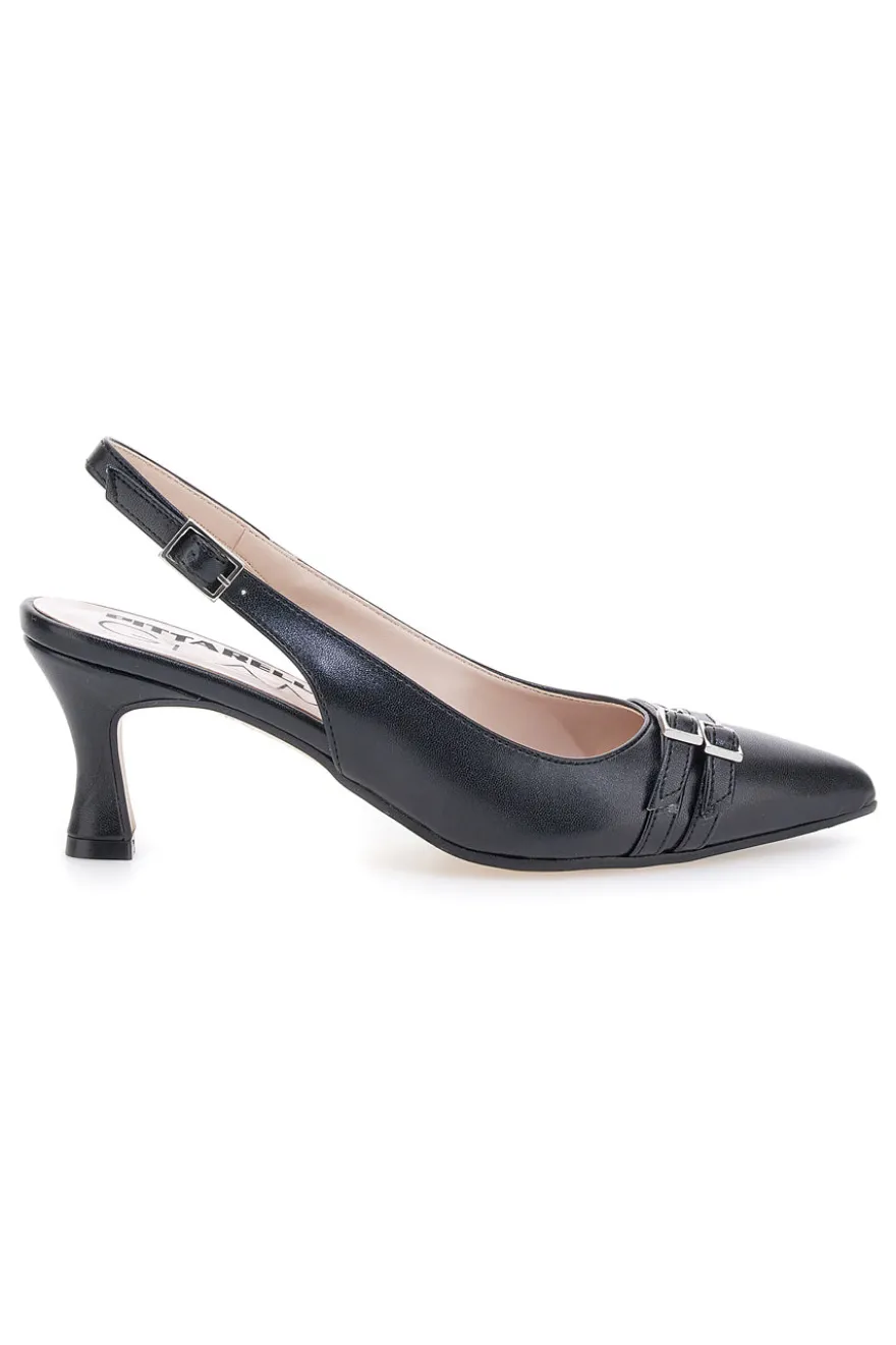 Décolleté da donna nero con fibbie slingback Pittarello Glam 34388