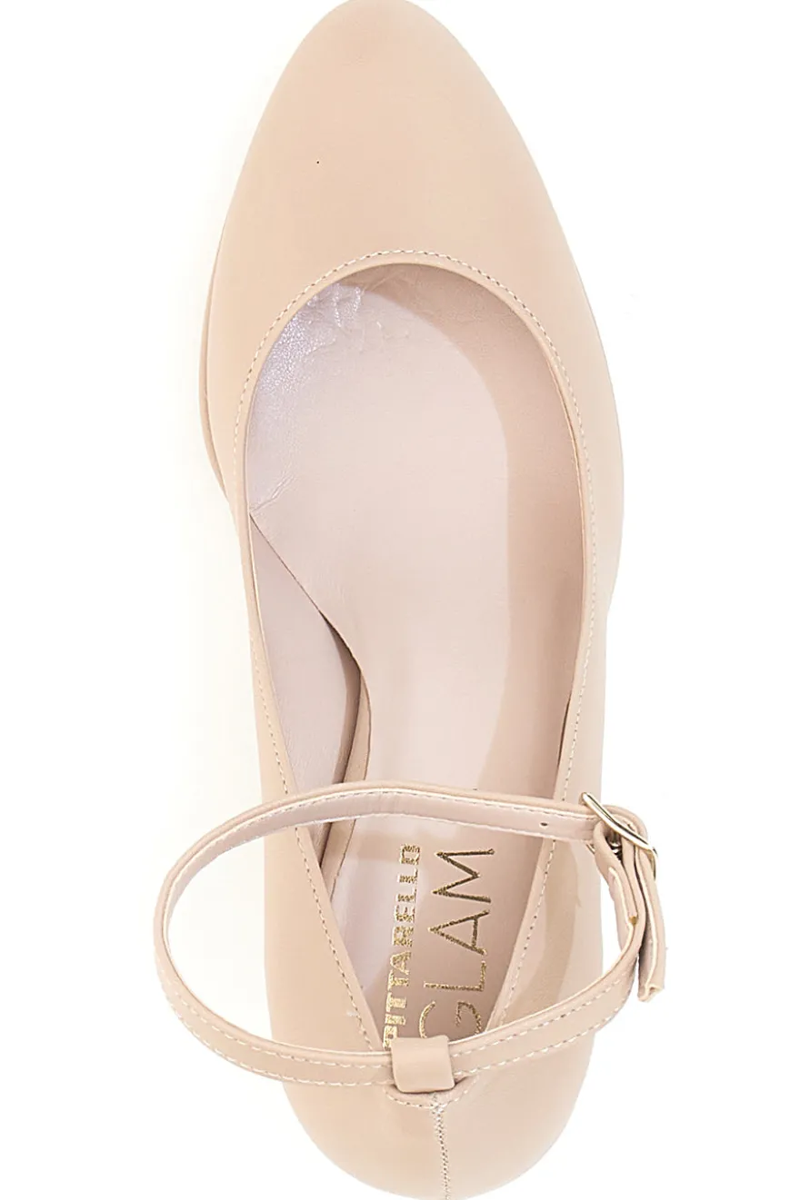 Décolleté da donna nude con cinturino e tacco largo Pittarello Glam 2594PT