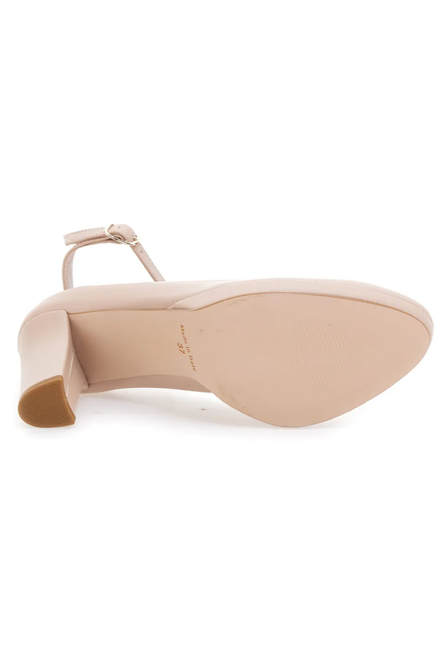 Décolleté da donna nude con cinturino e tacco largo Pittarello Glam 2594PT