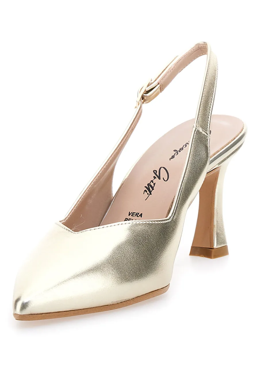 Décolleté da donna oro con cinturino slingback Francesca Gritti 149