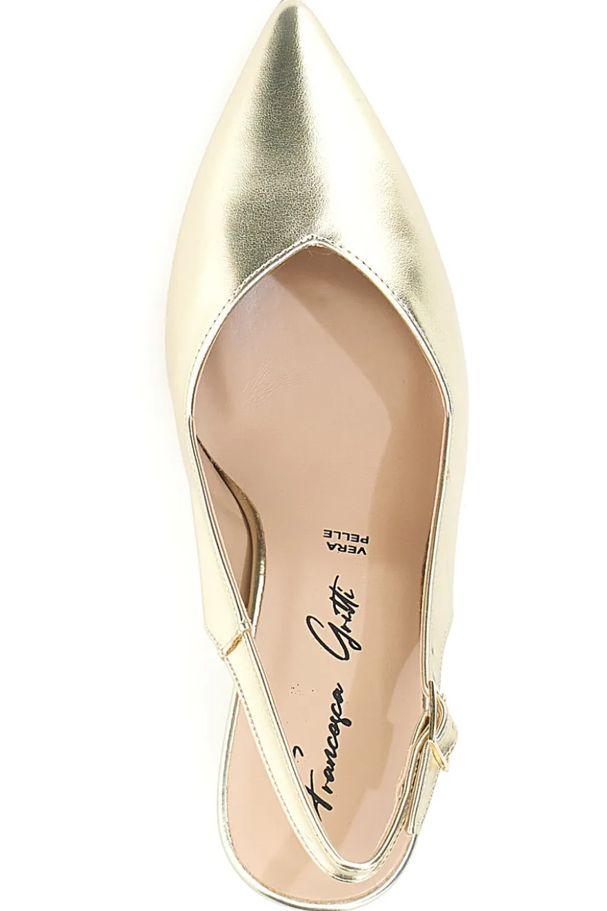 Décolleté da donna oro con cinturino slingback Francesca Gritti 149