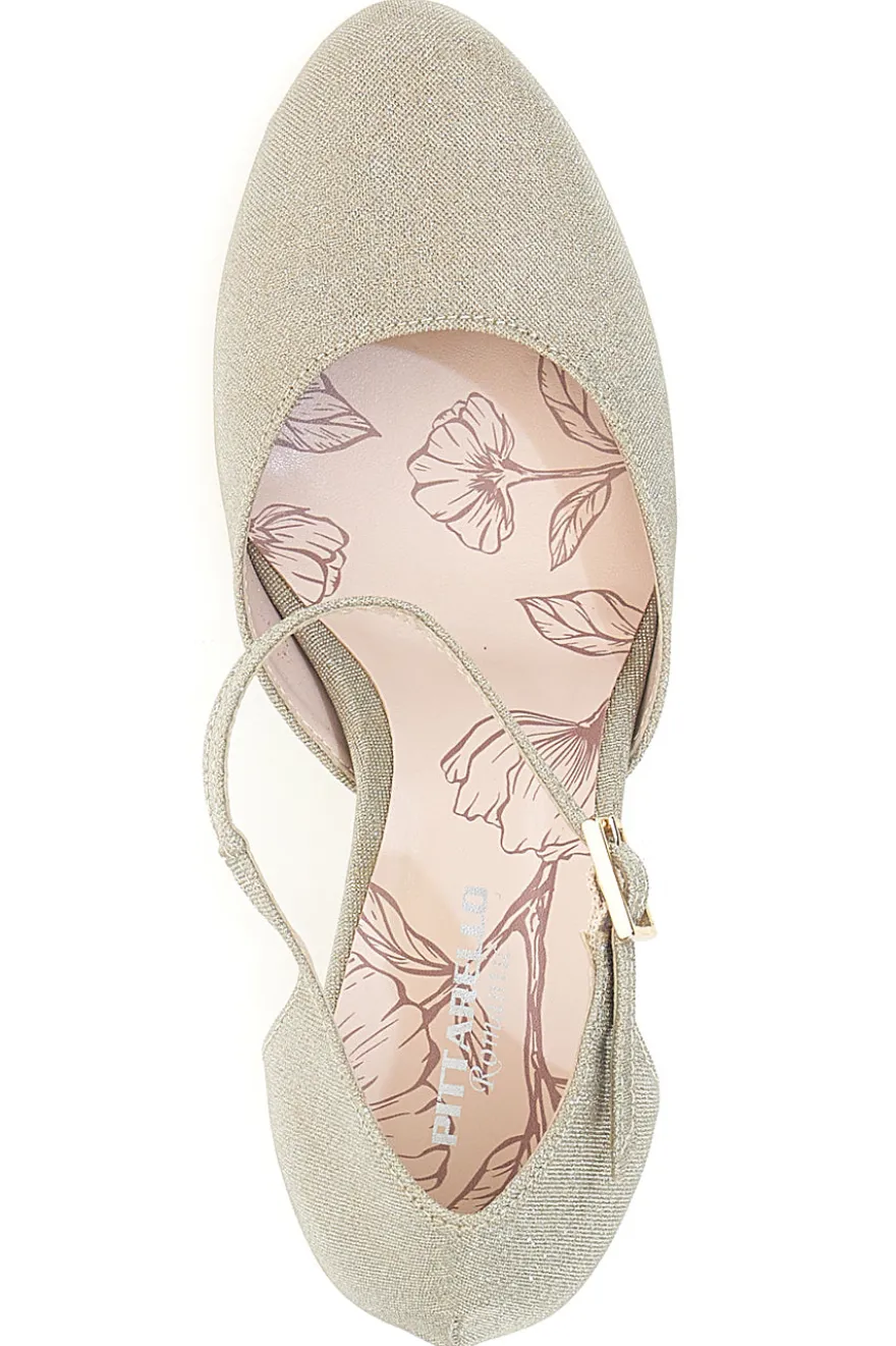 Décolleté glitter platino con cinturino Pittarello Romantic 5561