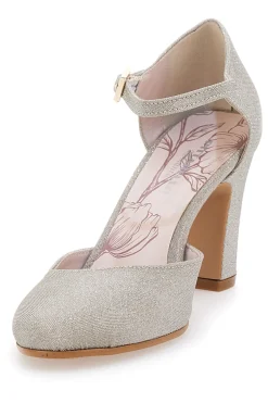 Décolleté glitter platino con cinturino Pittarello Romantic 5561