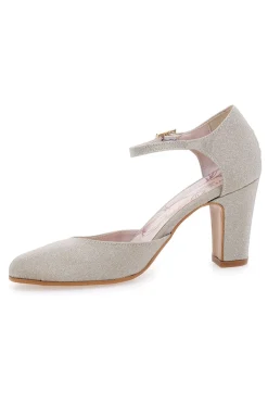 Décolleté glitter platino con cinturino Pittarello Romantic 5561