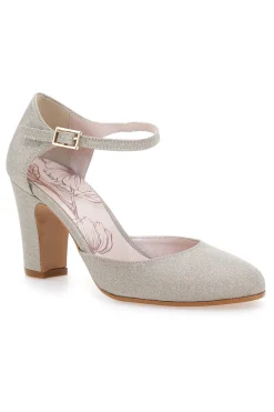 Décolleté glitter platino con cinturino Pittarello Romantic 5561