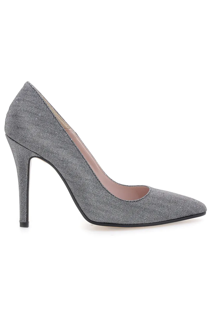 Décolleté grigio scuro glitter con tacco alto Pittarello Romantic 5423