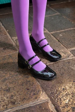Décolleté Mary Jane Effetto Vernice Nera con cinturini e tacco basso PITTARELLO GLAM 3729