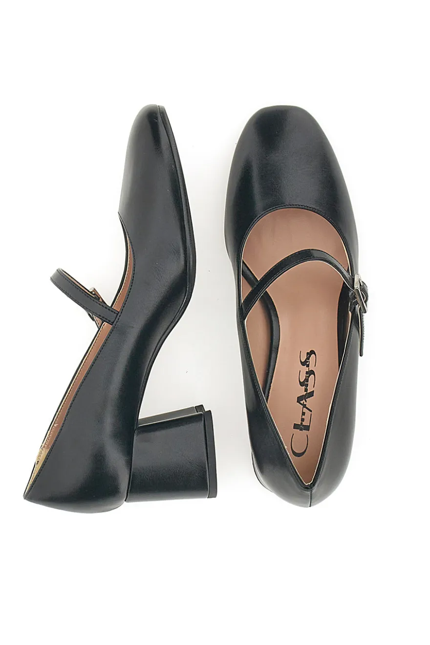 Décolleté Mary Jane Nere Tacco 5 cm Made In Italy Pittarello Class 710
