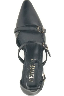 Décolleté nere con cinturini e tacco basso Ferrè F692C711