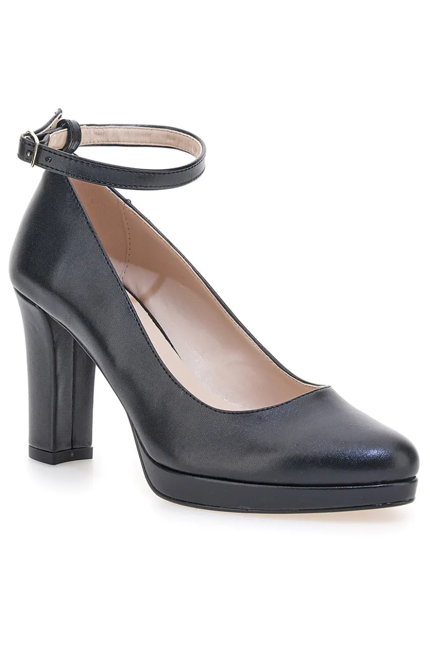 Décolleté nere con cinturino e tacco largo Pittarello Glam 2594PT