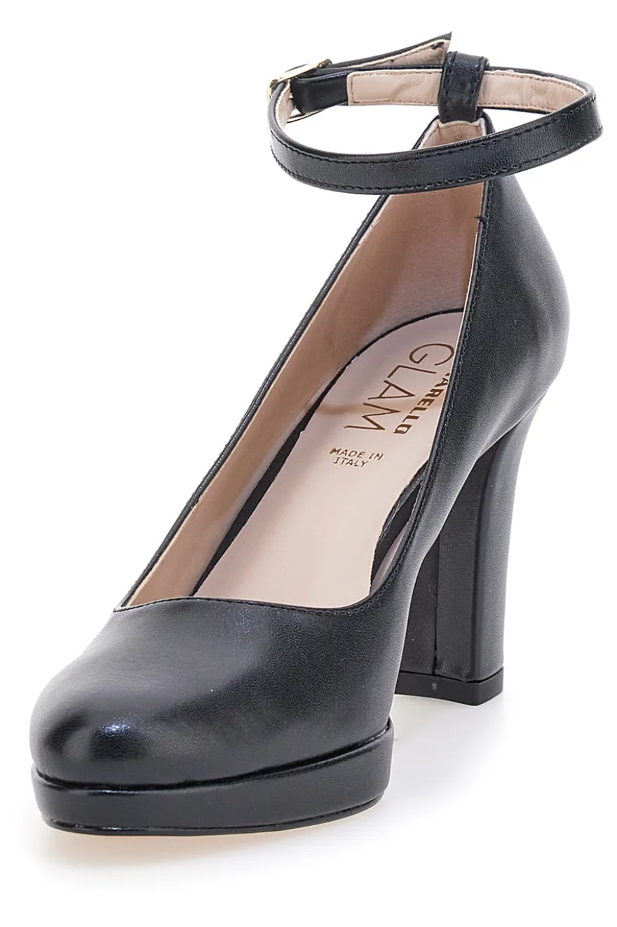 Décolleté nere con cinturino e tacco largo Pittarello Glam 2594PT
