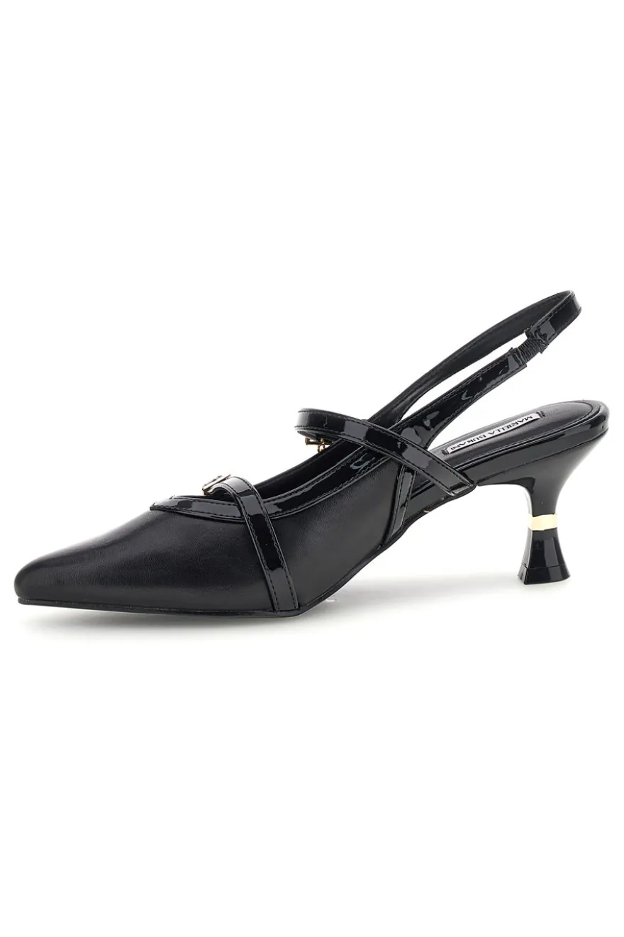 Décolleté nere con cinturini e tacco sagomato Burani 51852c1211