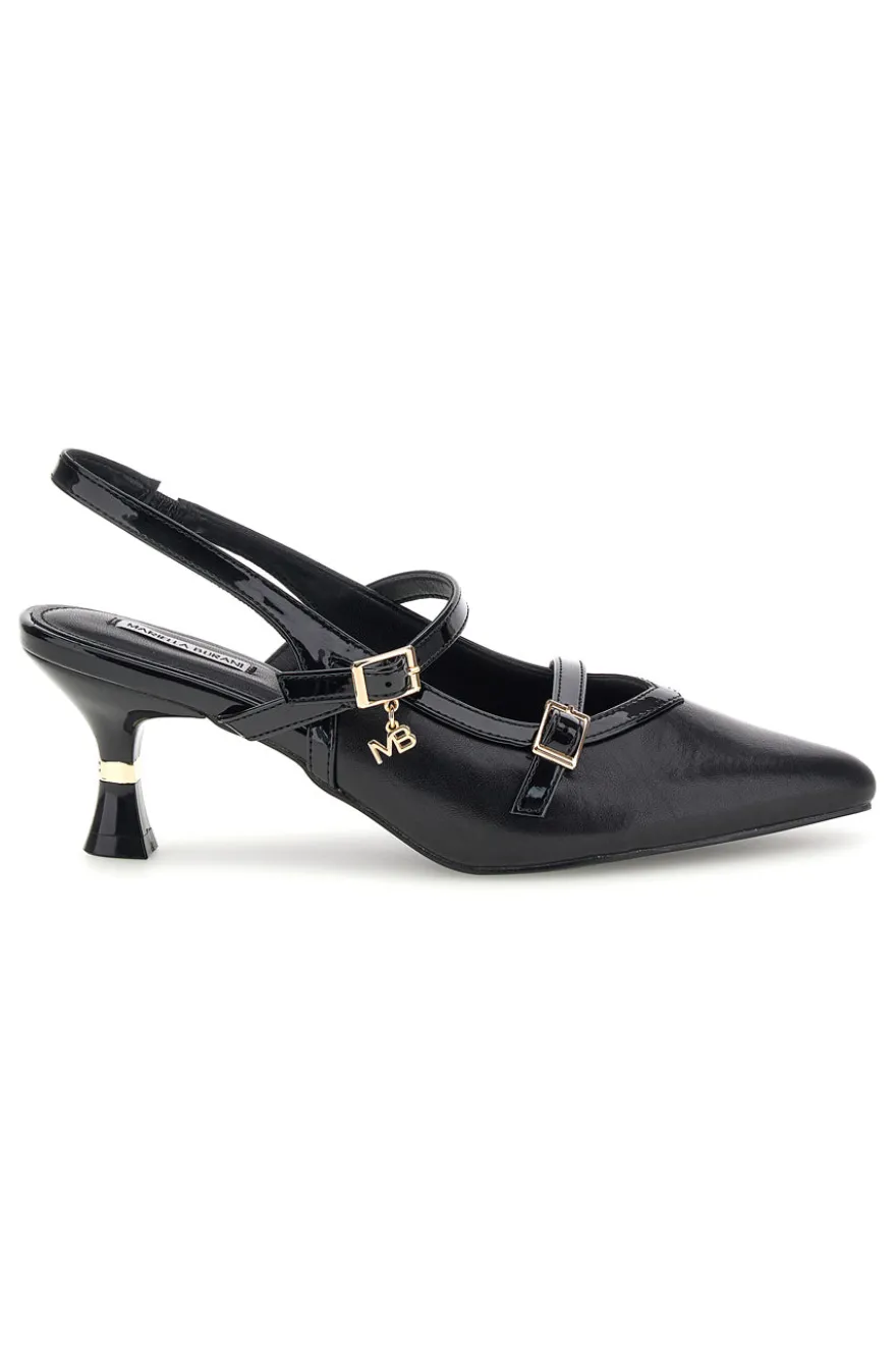 Décolleté nere con cinturini e tacco sagomato Burani 51852c1211
