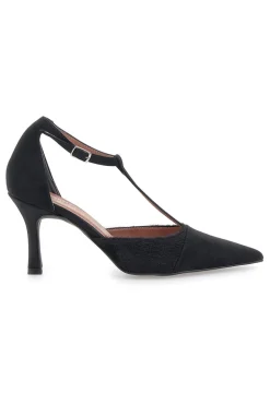 Décolleté nere con cinturino effetto scamosciato e cavallino Pittarello glam 3870