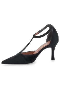 Décolleté nere con cinturino effetto scamosciato e cavallino Pittarello glam 3870