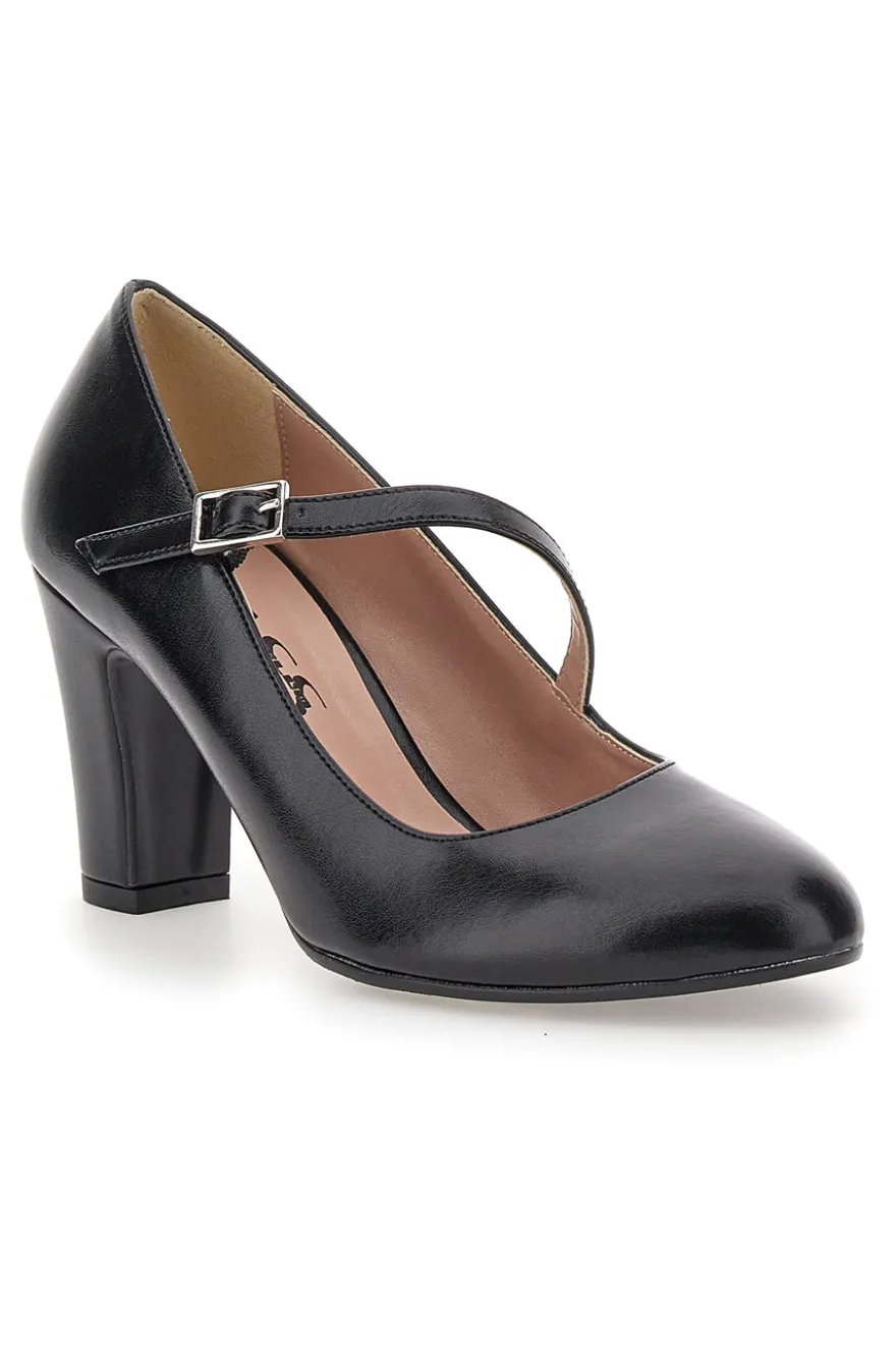 Décolleté nere con cinturino obliquo PITTARELLO CLASS 558