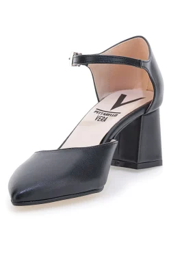 Décolleté nere con cinturino alla caviglia Made in Italy Pittarello vera 4781