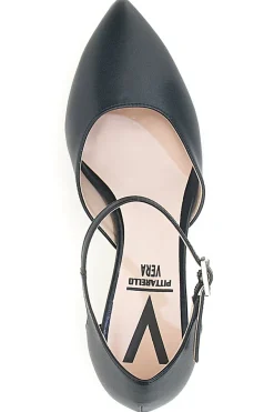 Décolleté nere con cinturino alla caviglia Made in Italy Pittarello vera 4781