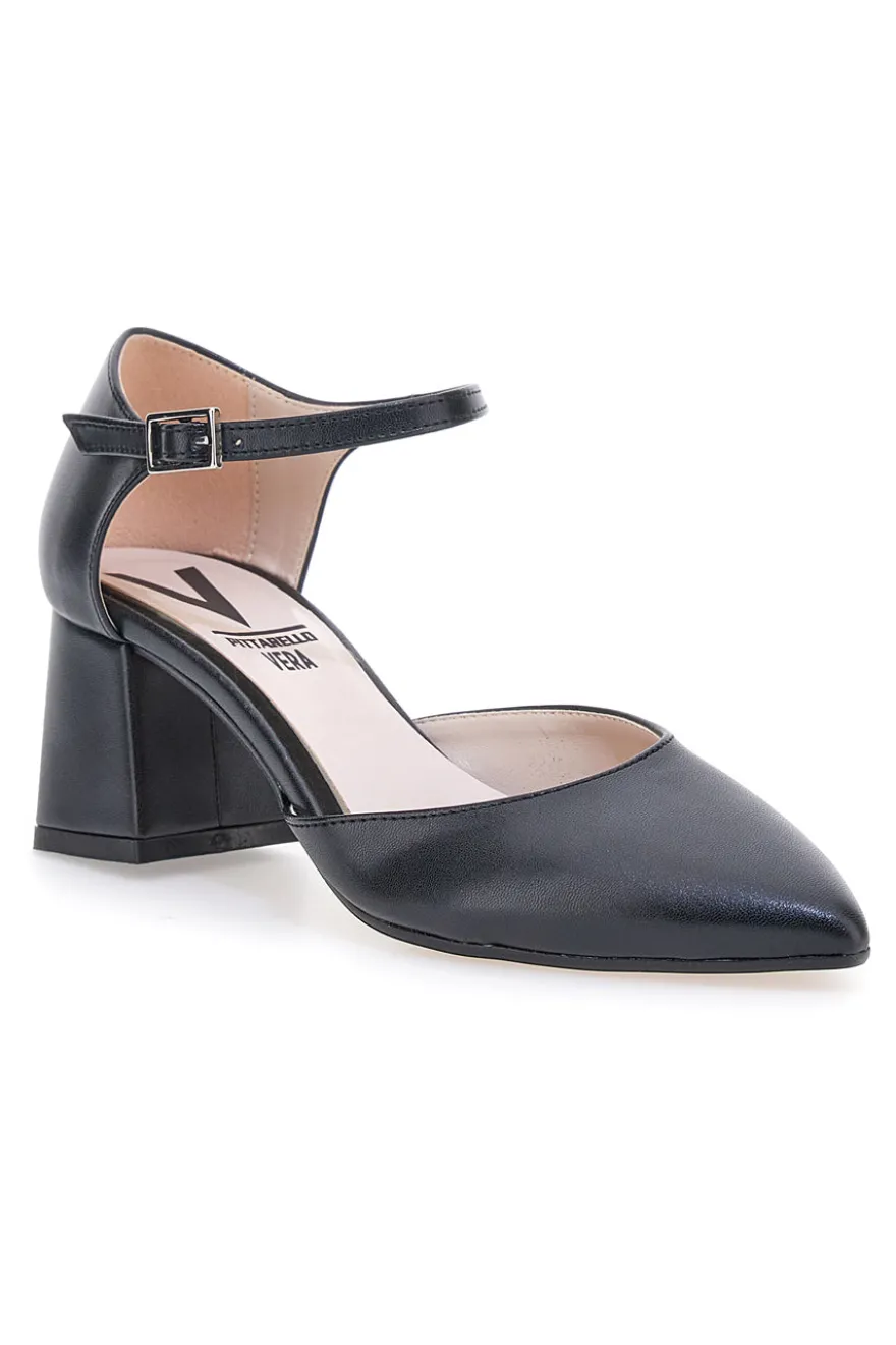Décolleté nere con cinturino alla caviglia Made in Italy Pittarello vera 4781