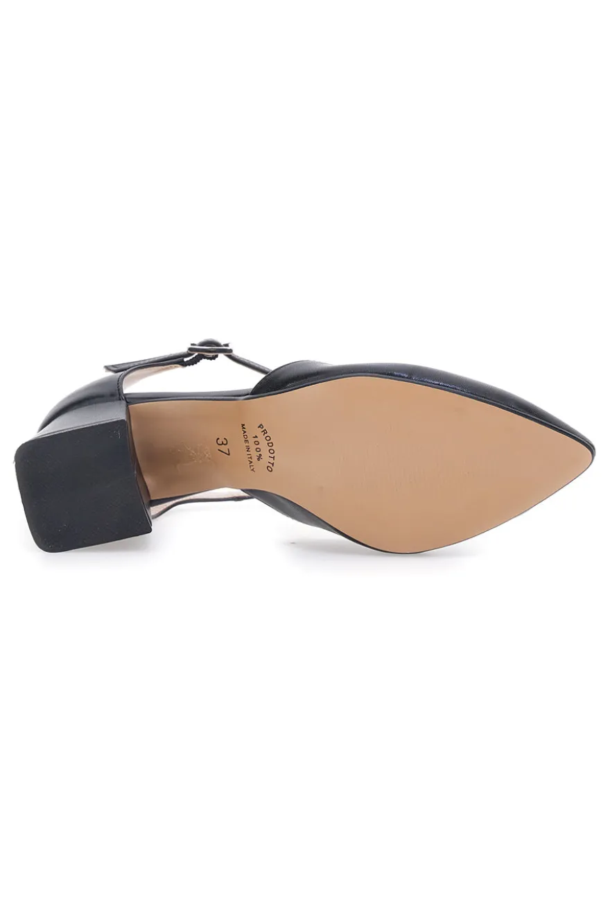 Décolleté nere con cinturino alla caviglia Made in Italy Pittarello vera 4781