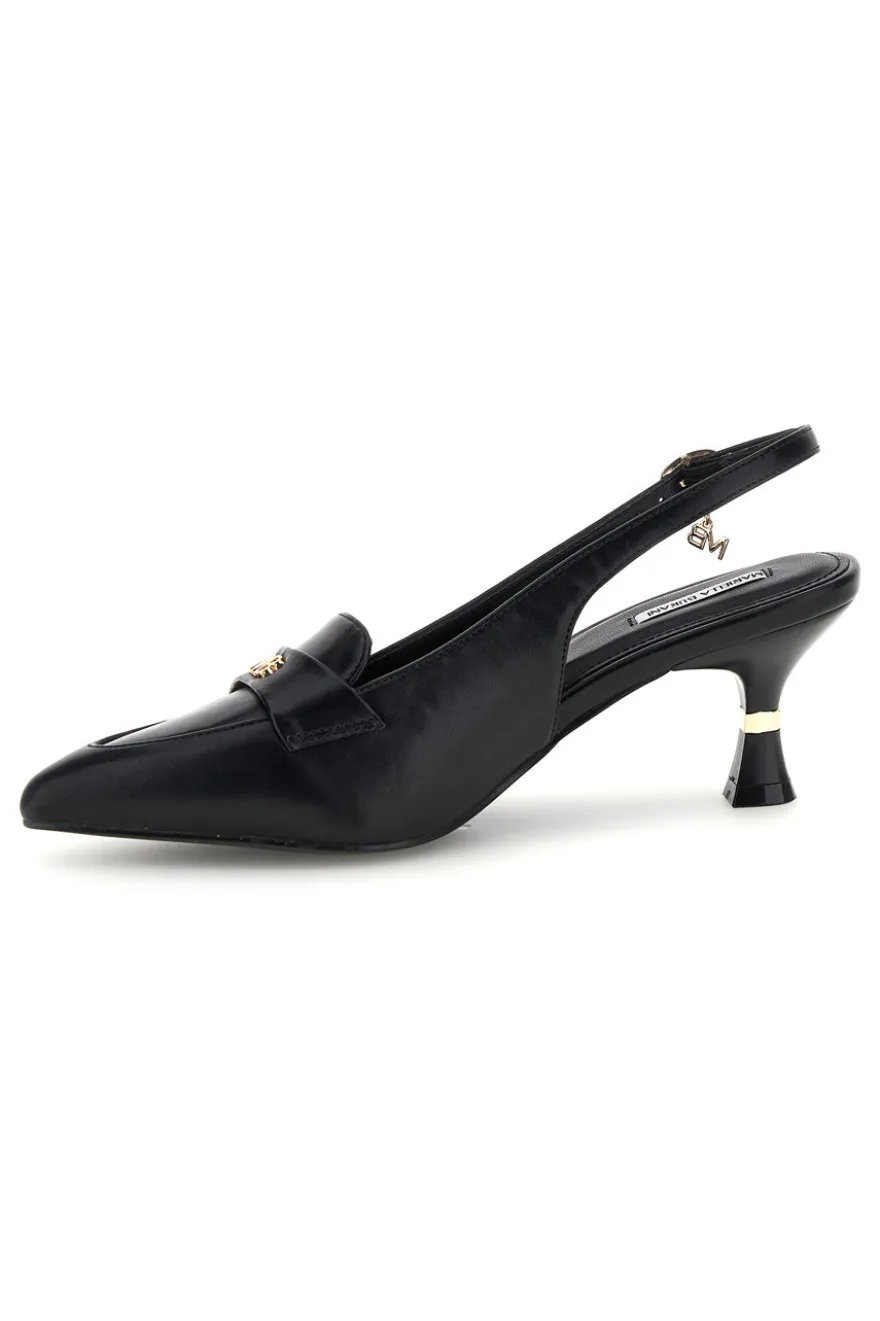 Décolleté nere con cinturino slingback e morsetto decorativo Mariella Burani 51101C1563