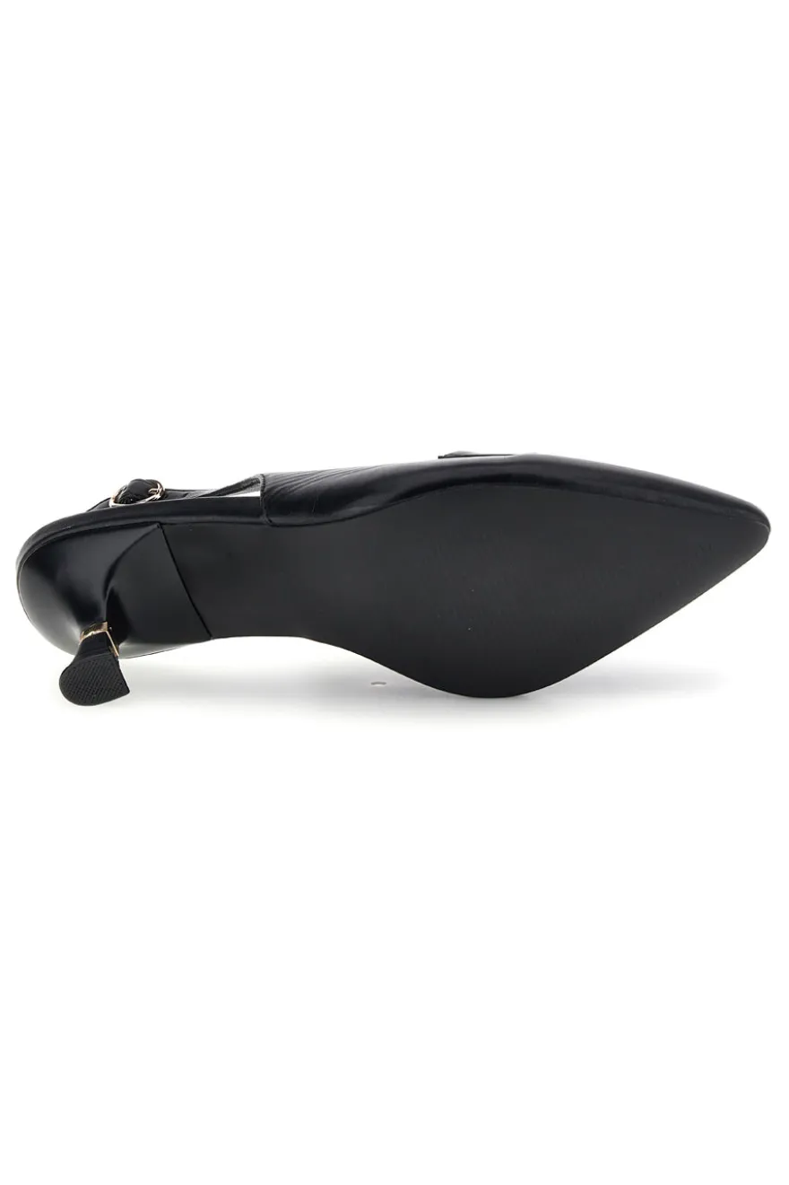 Décolleté nere con cinturino slingback e morsetto decorativo Mariella Burani 51101C1563