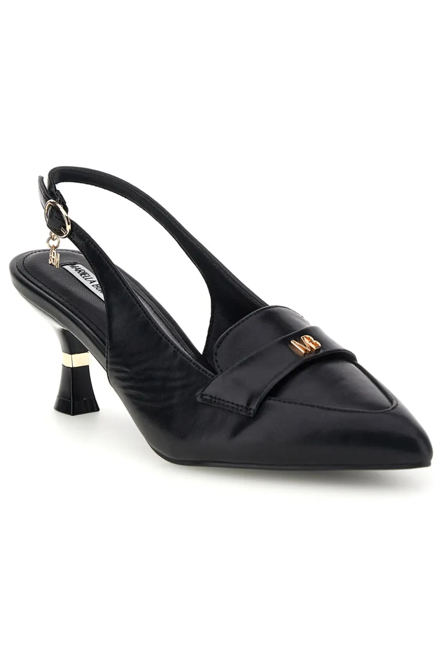 Décolleté nere con cinturino slingback e morsetto decorativo Mariella Burani 51101C1563