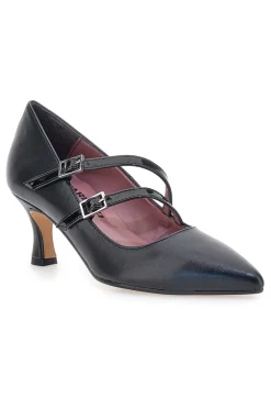 Décolleté nere con doppi cinturini lucidi Pittarello glam 64362