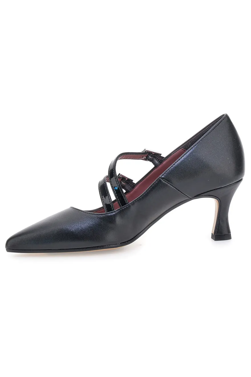 Décolleté nere con doppi cinturini lucidi Pittarello glam 64362