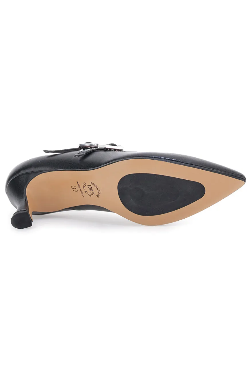 Décolleté nere con doppi cinturini lucidi Pittarello glam 64362