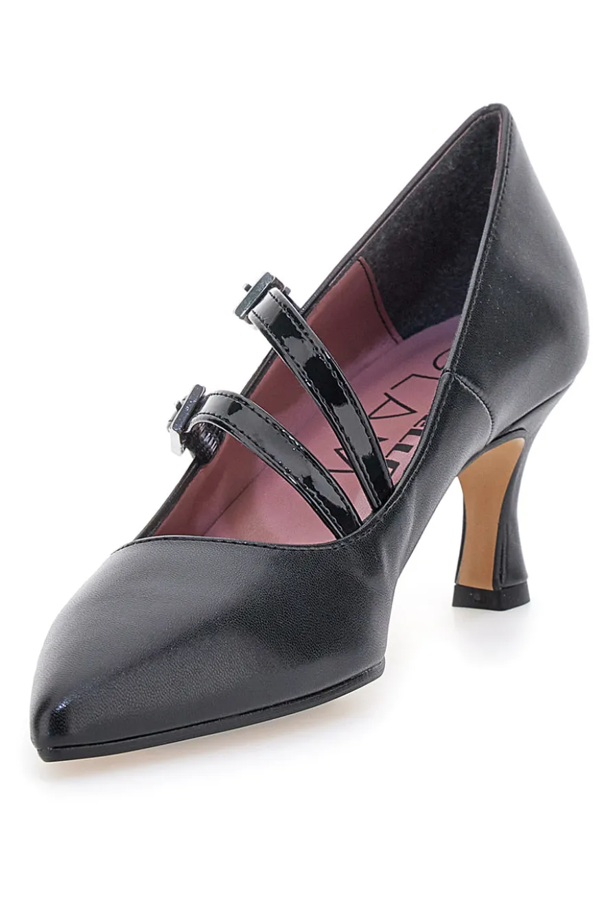 Décolleté nere con doppi cinturini lucidi Pittarello glam 64362