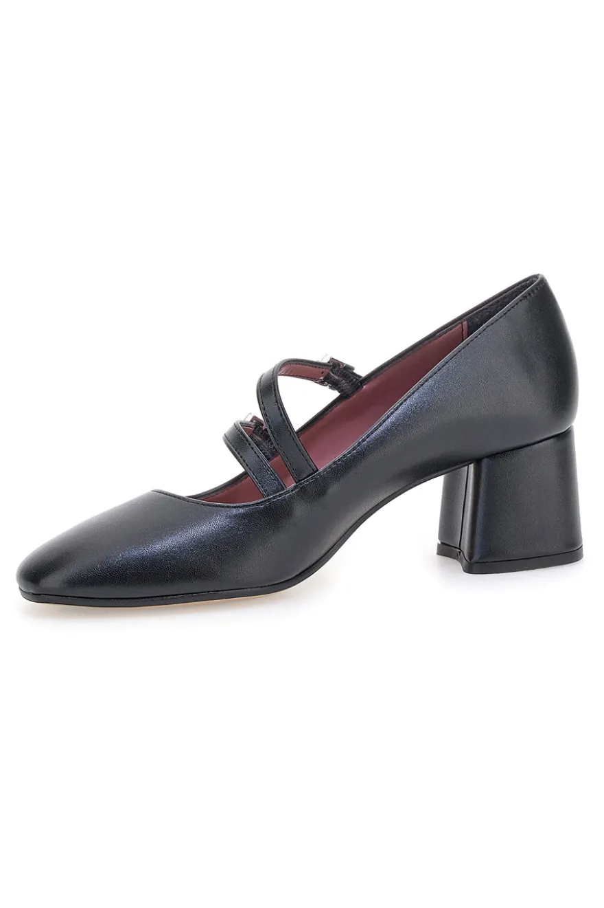 Décolleté nere con doppio cinturino e tacco largo Pittarello glam 6716