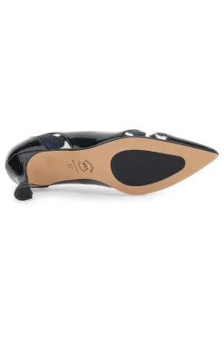 Décolleté nere con inserti animalier effetto cavallino e vernice Pittarello glam 64379
