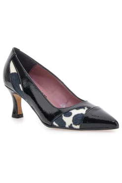 Décolleté nere con inserti animalier effetto cavallino e vernice Pittarello glam 64379