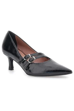 Décolleté nere con punta affusolata e doppia fibbia Pittarello glam 3854R