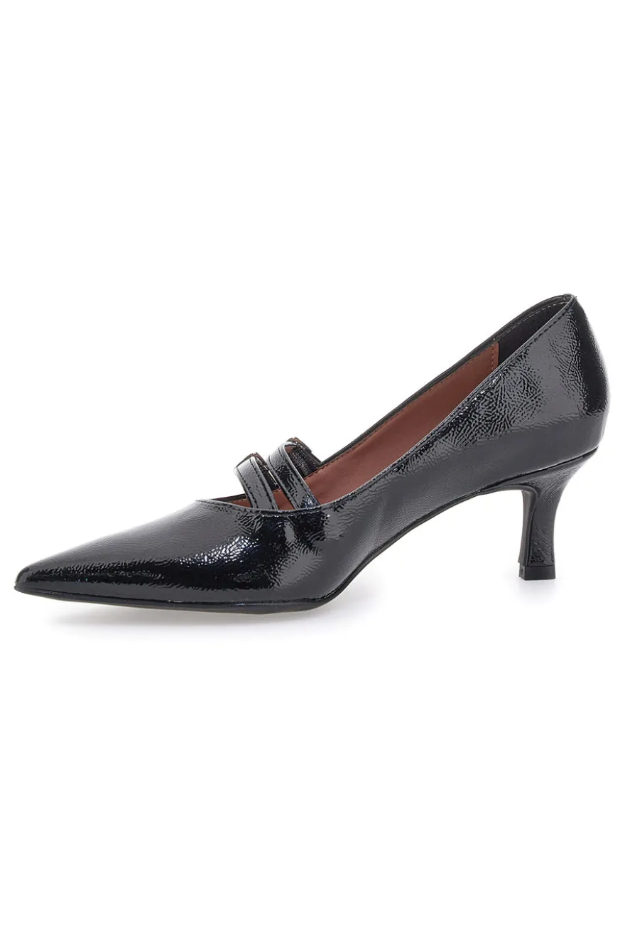 Décolleté nere con punta affusolata e doppia fibbia Pittarello glam 3854R