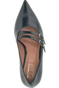 Décolleté nere con punta affusolata e doppia fibbia Pittarello glam 3854R