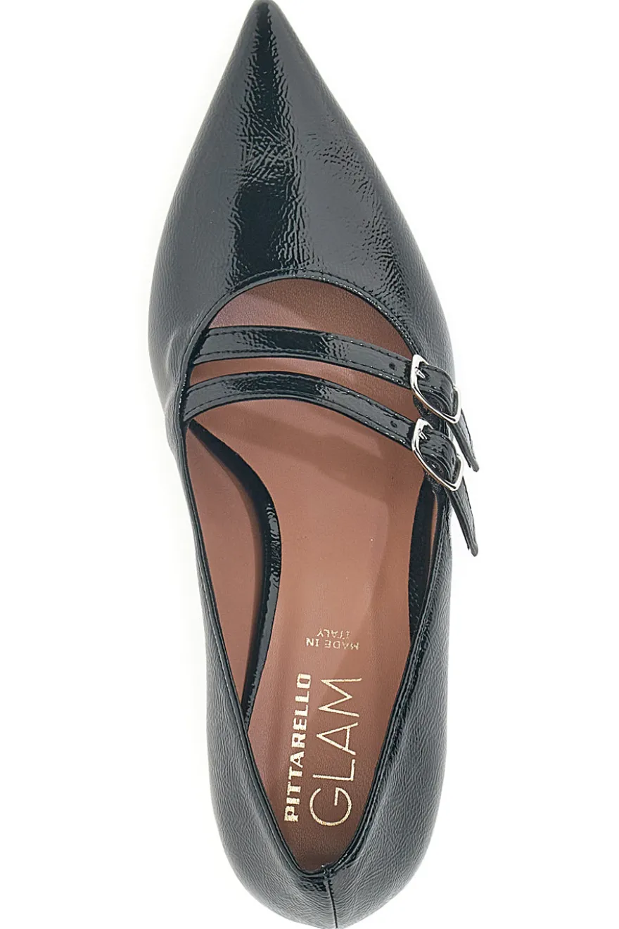 Décolleté nere con punta affusolata e doppia fibbia Pittarello glam 3854R