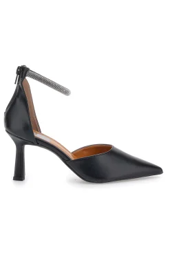 Décolleté nere con tacco a spillo e cinturino gioiello Pittarello love 63512
