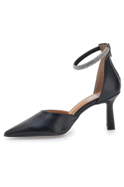 Décolleté nere con tacco a spillo e cinturino gioiello Pittarello love 63512