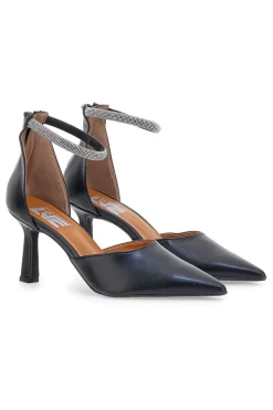 Décolleté nere con tacco a spillo e cinturino gioiello Pittarello love 63512