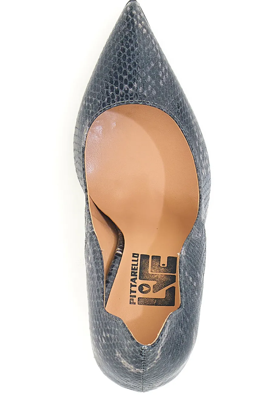 Décolleté nere effetto pitonato con tacco alto Pittarello Love 3478