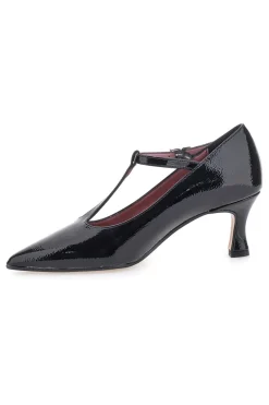 Décolleté nere effetto vernice con cinturino a T Pittarello glam 1300