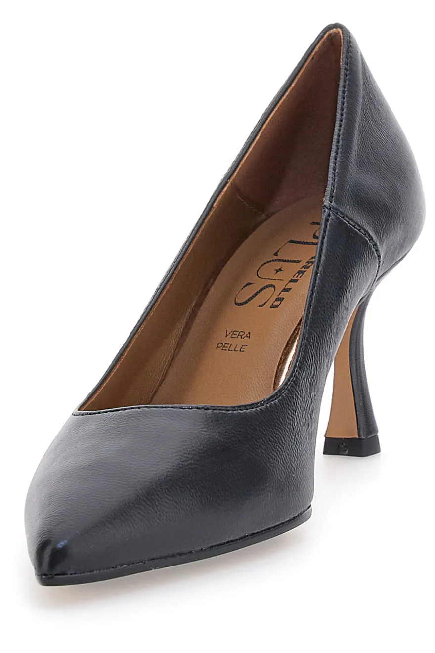 Décolleté nere in pelle con tacco a spillo Pittarello Plus 777 Made in Italy